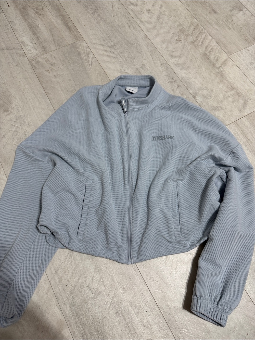 Gymshark Women’s Pale Blue Full-Zip Bomber Jacket